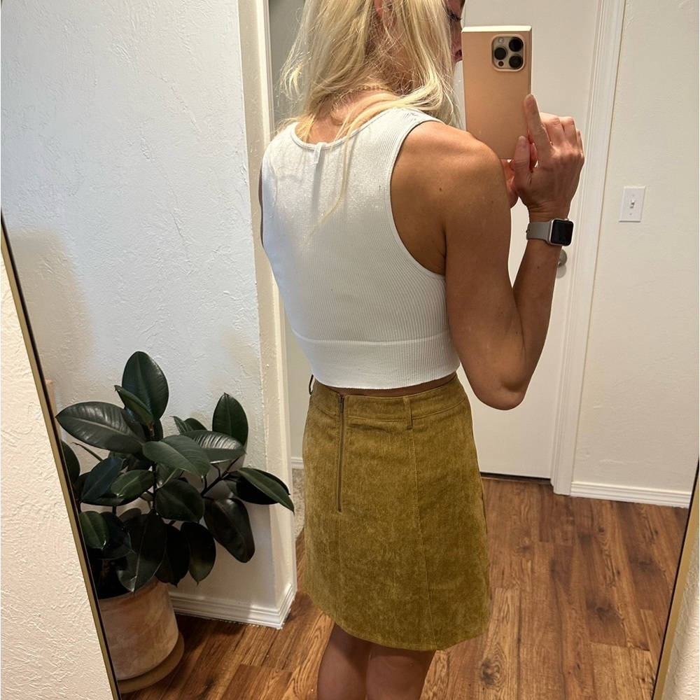 🌟SALE🌟 corduroy brown/tan mini skirt with lace up detail - Picture 2 of 5